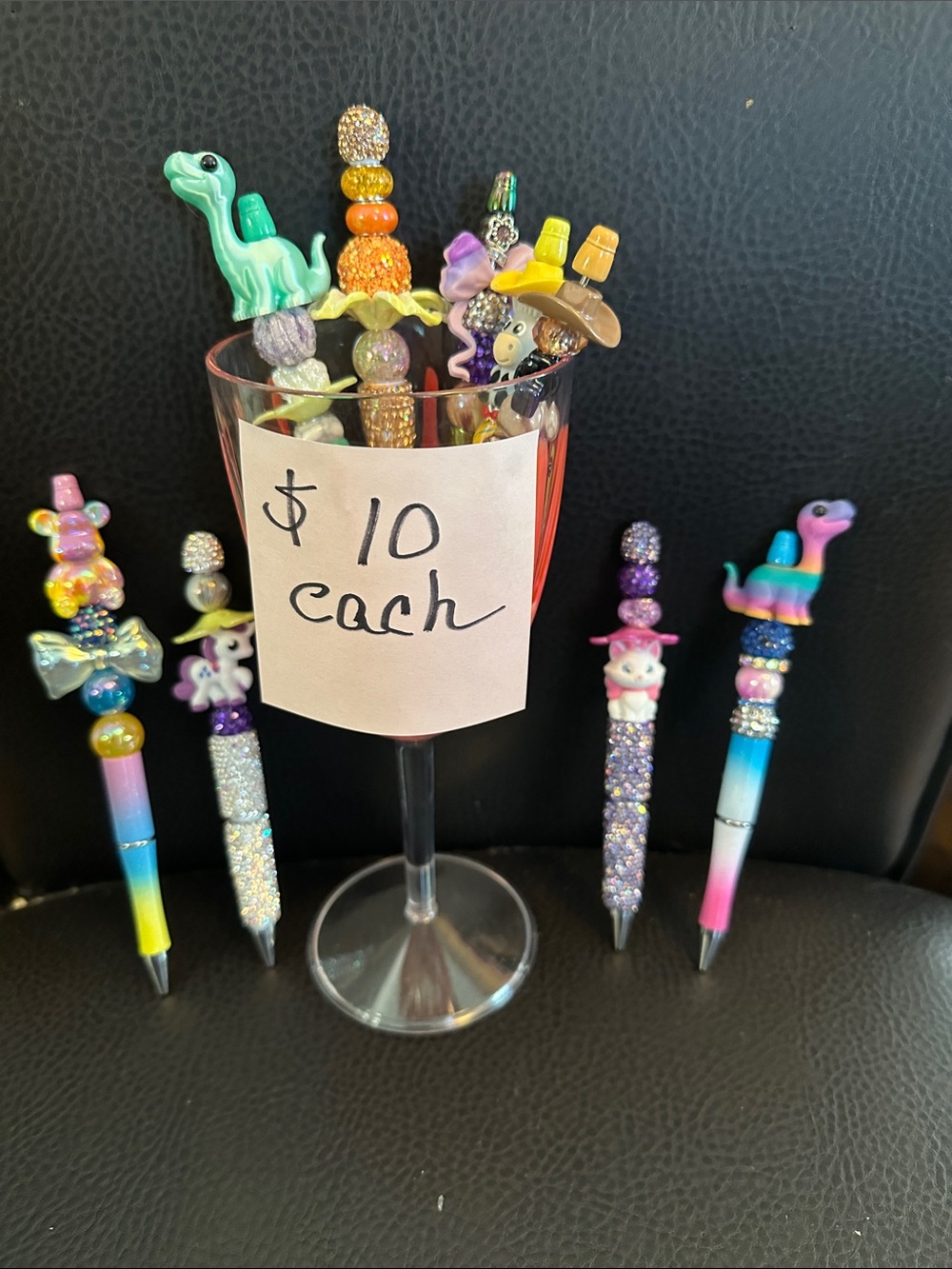 Colorful Beaded Novelty Pens - Assorted Pastel & Rainbow Colors